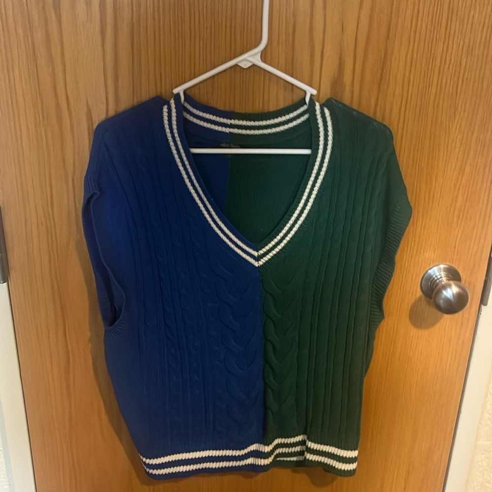 Blue and green sweater vest